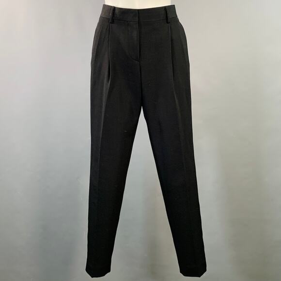 PAUL SMITH Size 2 Black Wool Twill Pleated Tapered Dress Pants - Picture 1 of 7